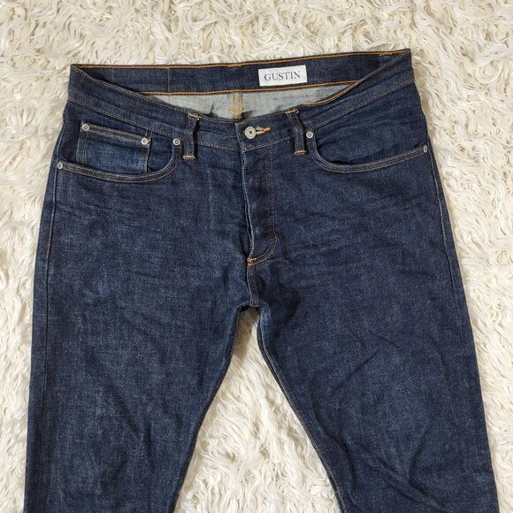 Gustin 116699 USA Raw Denim Button Fly Jeans Slim Fit Size 36 - Picture 2 of 16